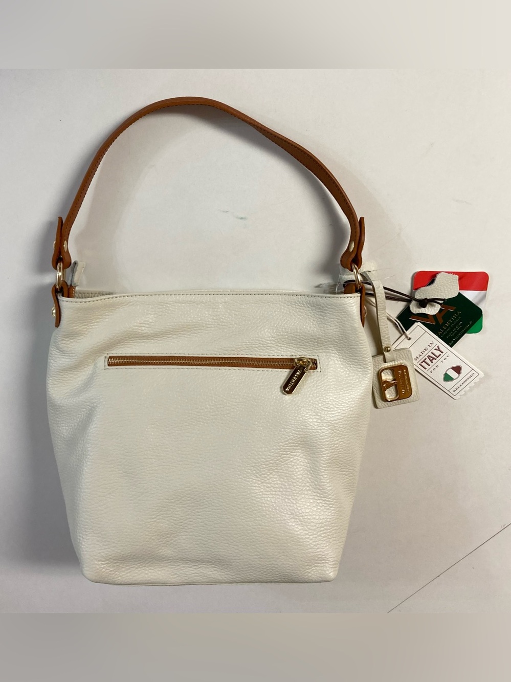 Valentina Cream Leather Purse